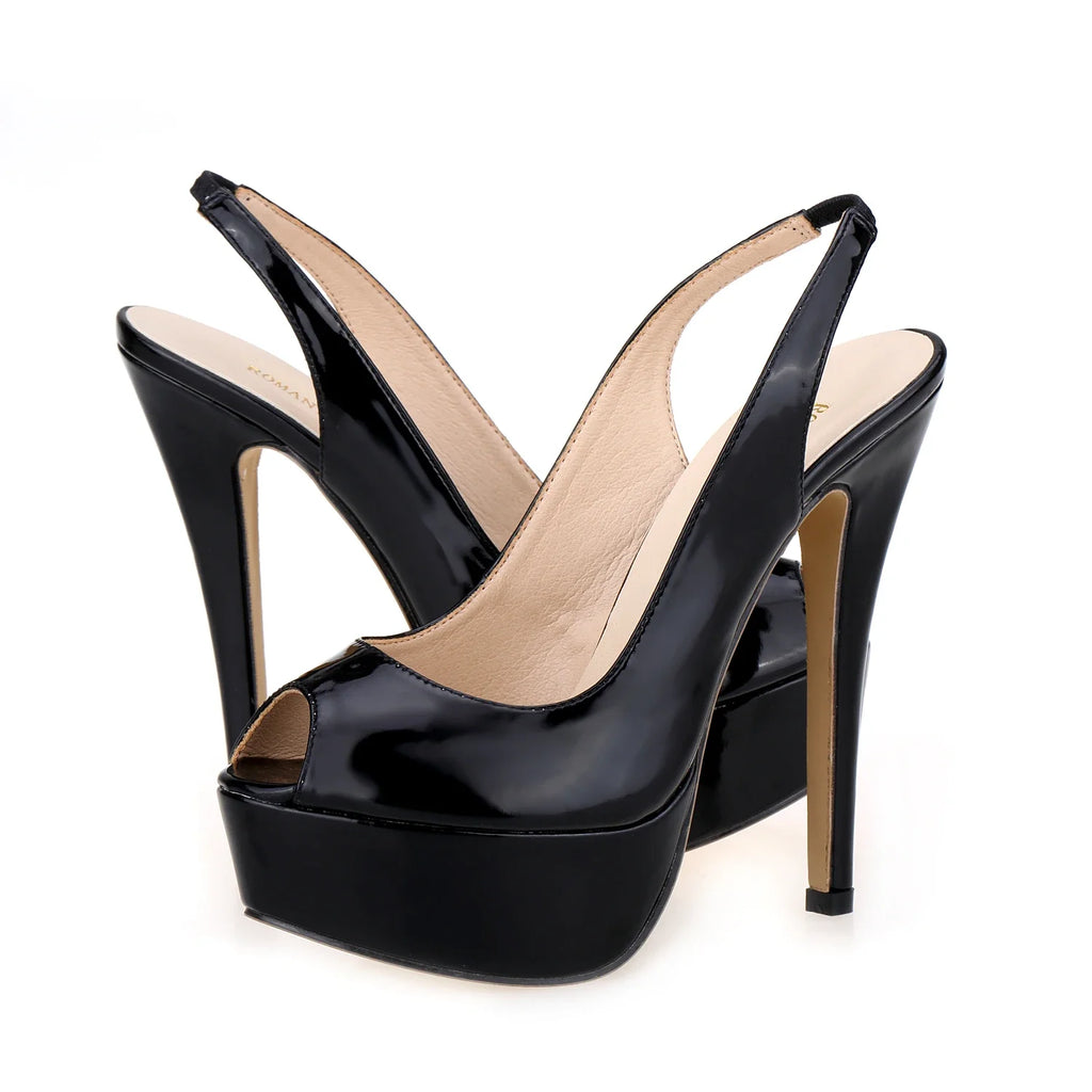 Women Pumps Stilettos 14CM Platform Stripper High Heels Sexy Open Toe Sandals Gladiator Party Dress Wedding Shoes Large Size 44
