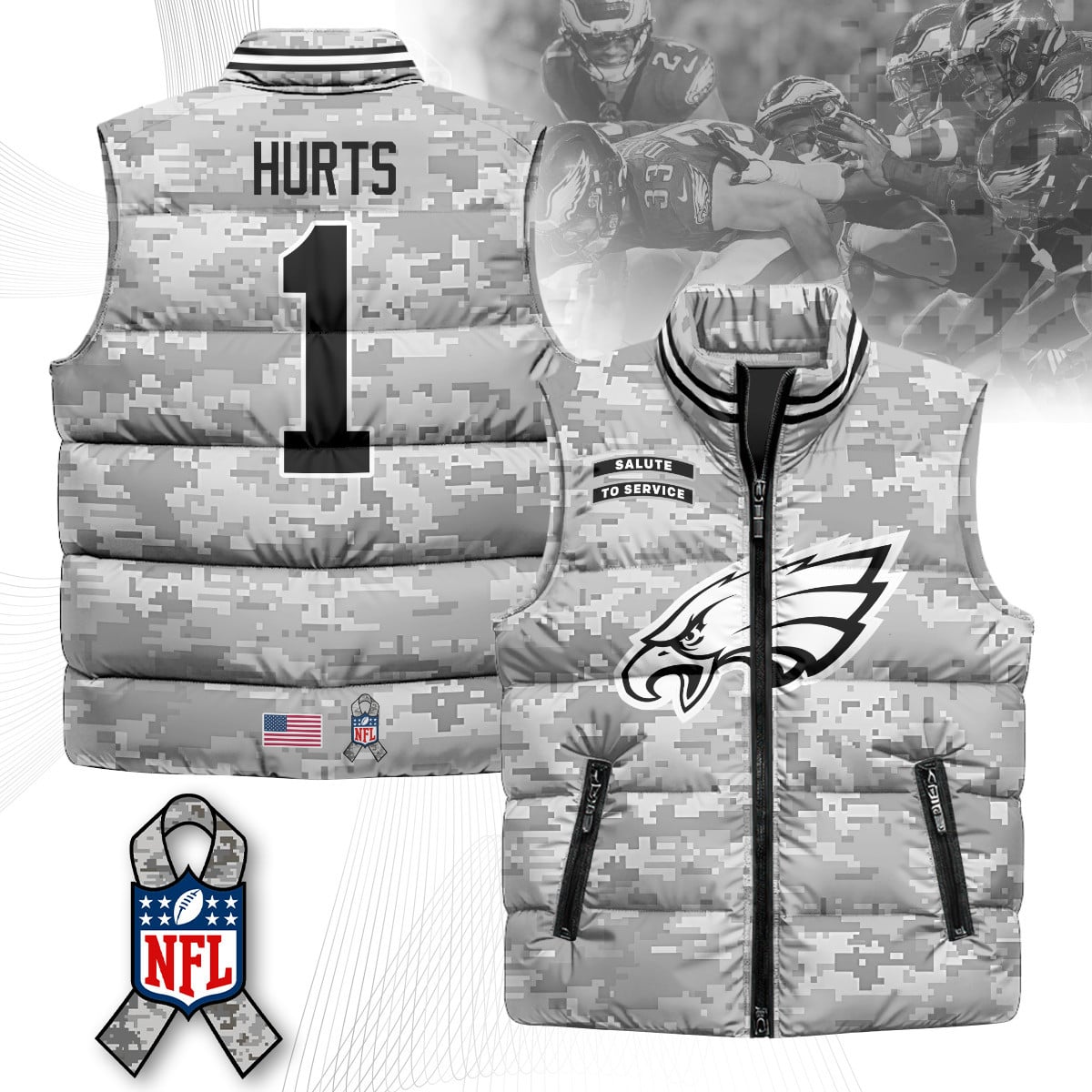 Philadelphia Eagles Salute To Service Puffer Vest