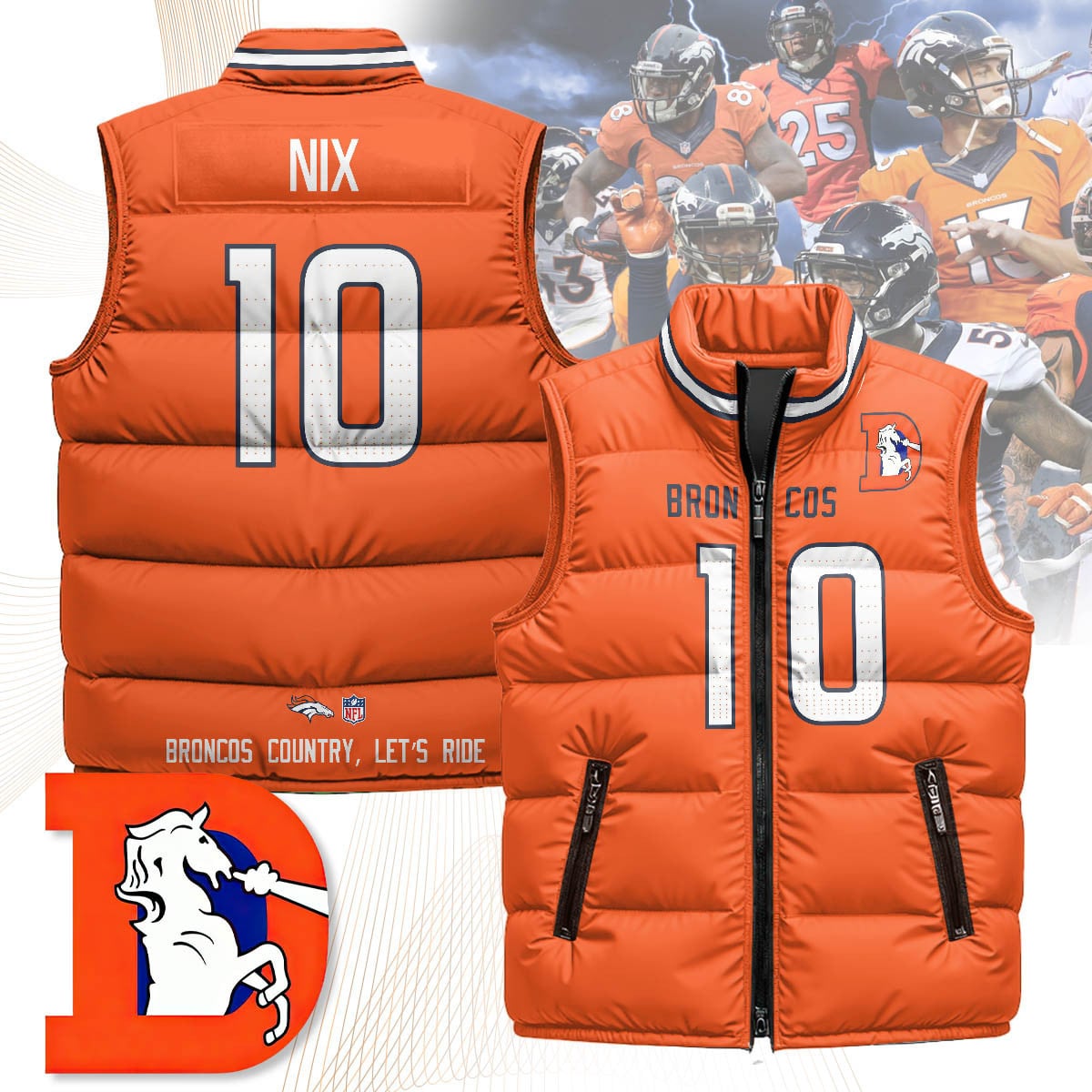 Denver Broncos Unisex Puffer Vest