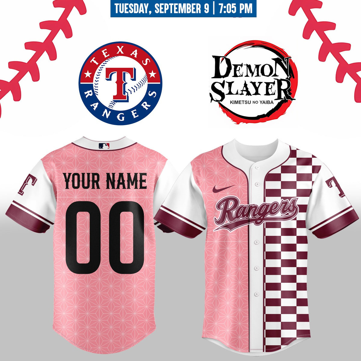 Texas Rangers _ Limited Edition Demon Slayer Jersey 2025 Custom Name & Number