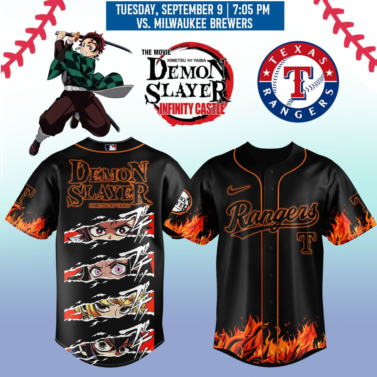 Texas Rangers _ Limited Edition Demon Slayer Jersey 2025
