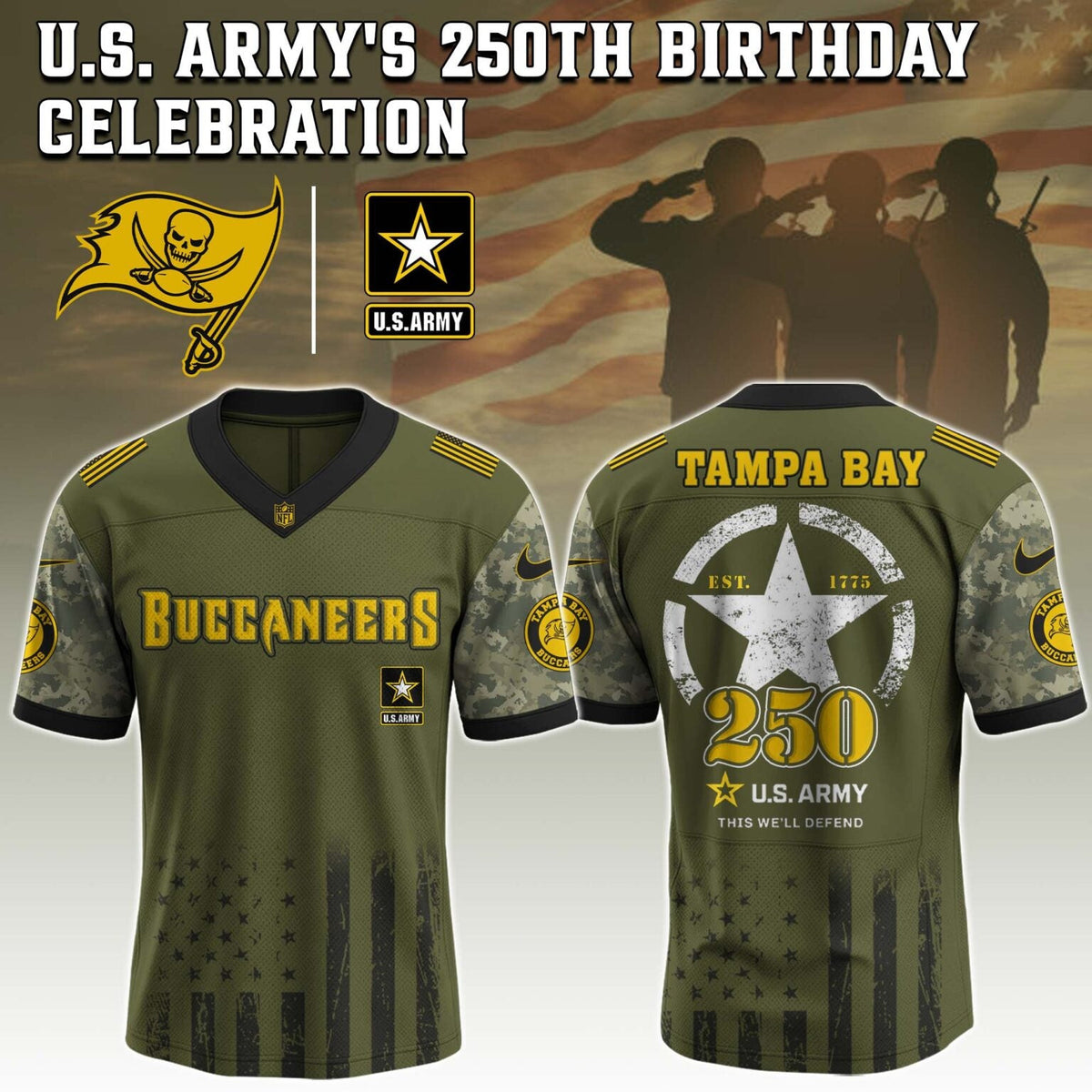 Tampa Bay Buccaneers NFL x U.S. ARMY'S 250TH Birthday Special Edition Jersey