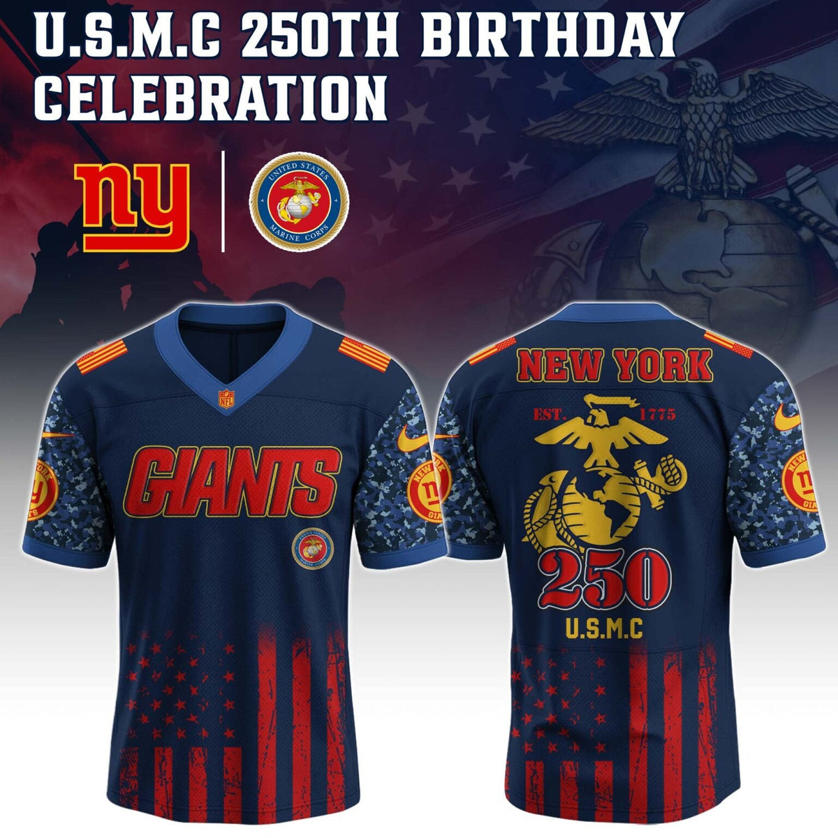 New York Giants NFL x U.S.M.C 250TH Birthday Special Edition Jersey