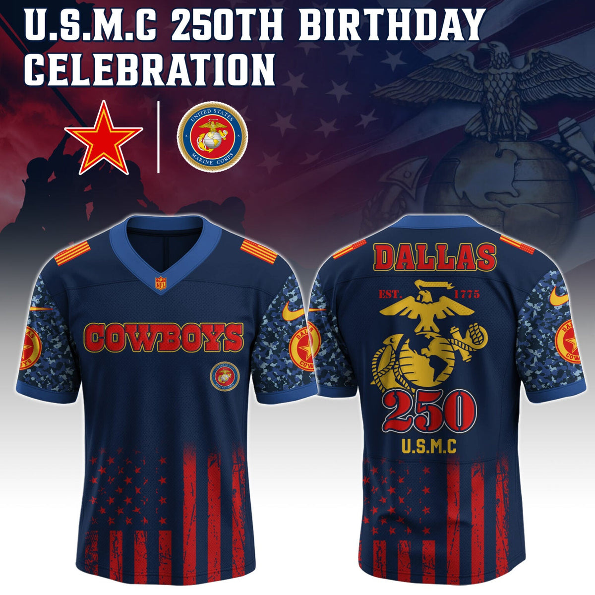 Dallas Cowboys NFL x U.S.M.C 250TH Birthday Special Edition Jersey