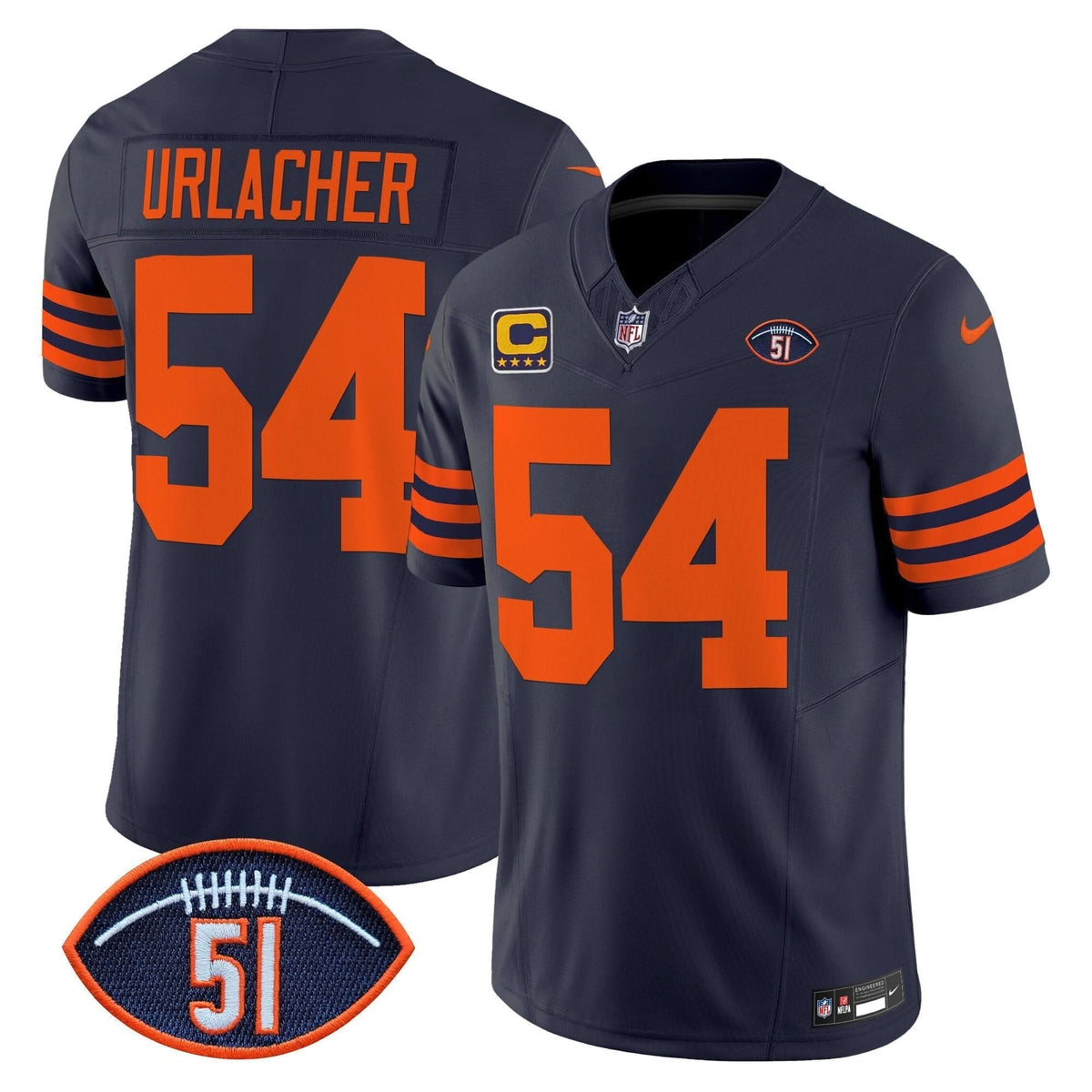 Chicago Bears Dick Butkus Patch Throwback Vapor Limited Jersey - All Stitched