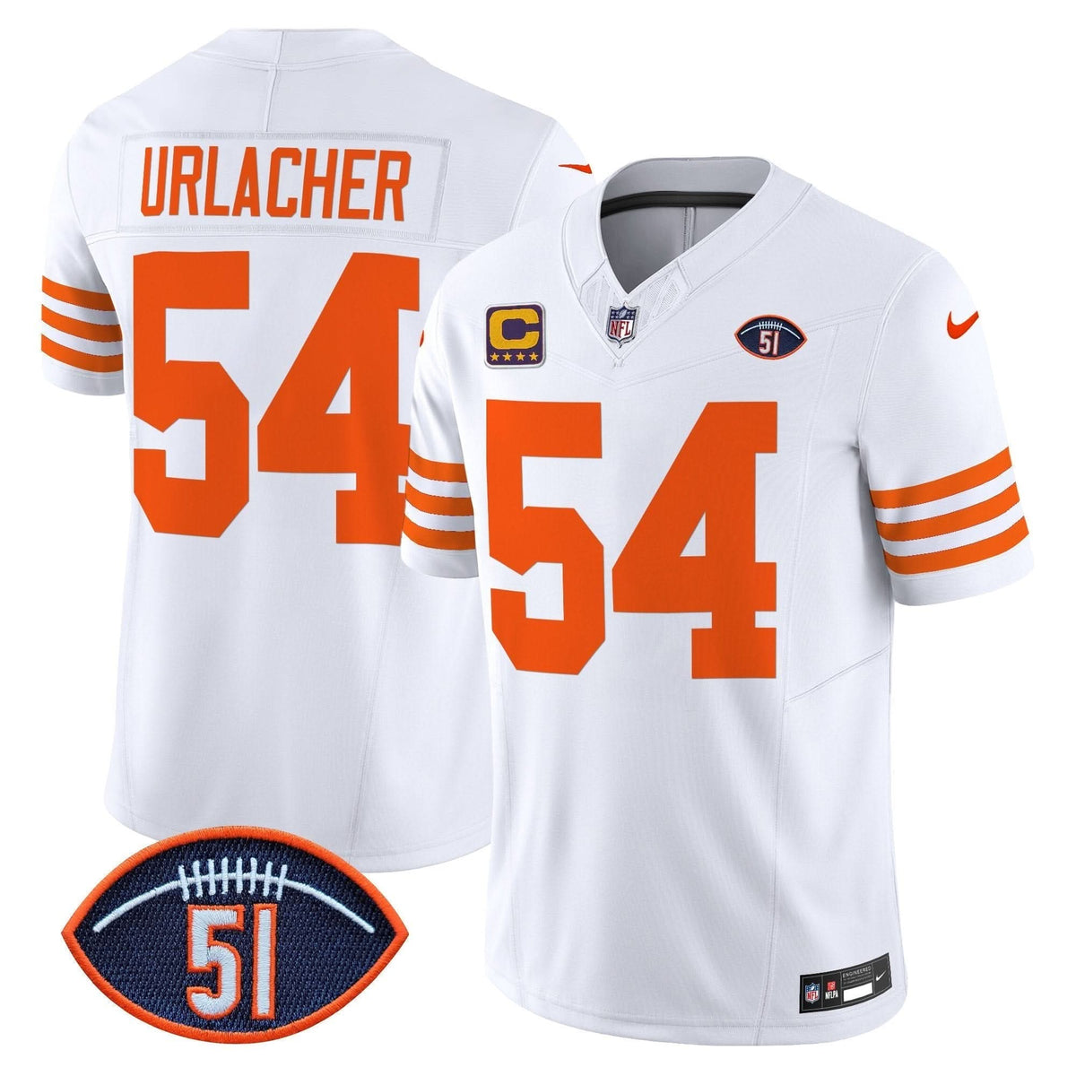Chicago Bears Dick Butkus Patch Throwback Vapor Limited Jersey - All Stitched