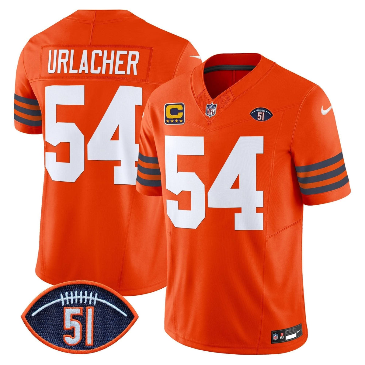 Chicago Bears Dick Butkus Patch Throwback Vapor Limited Jersey - All Stitched