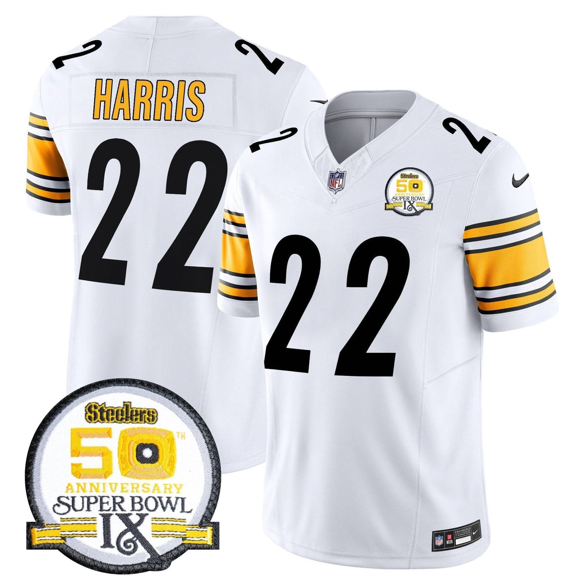 Steelers 50th Anniversary Of Super Bowl IX Patch Vapor Limited Jersey - All Stitched