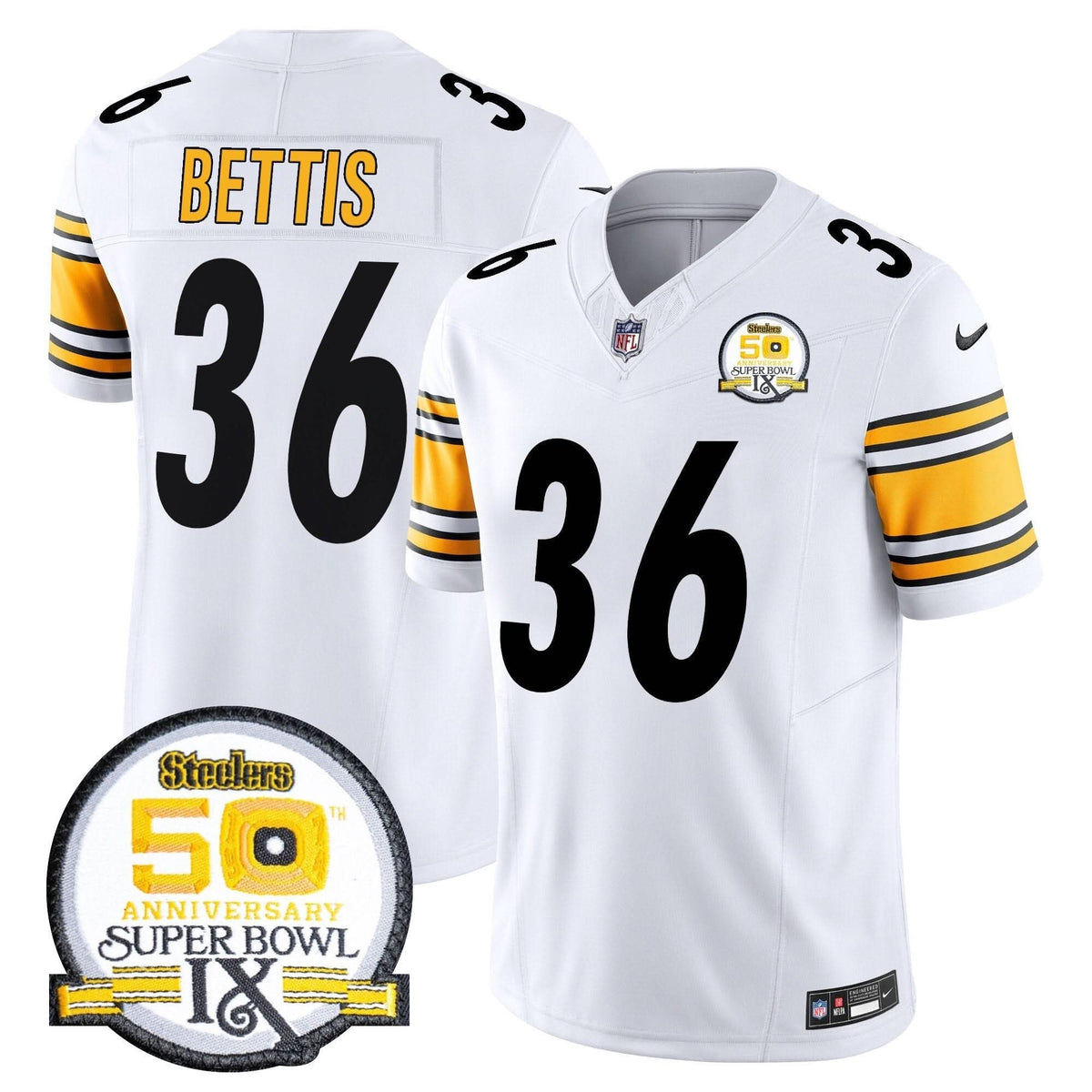 Steelers 50th Anniversary Of Super Bowl IX Patch Vapor Limited Jersey - All Stitched