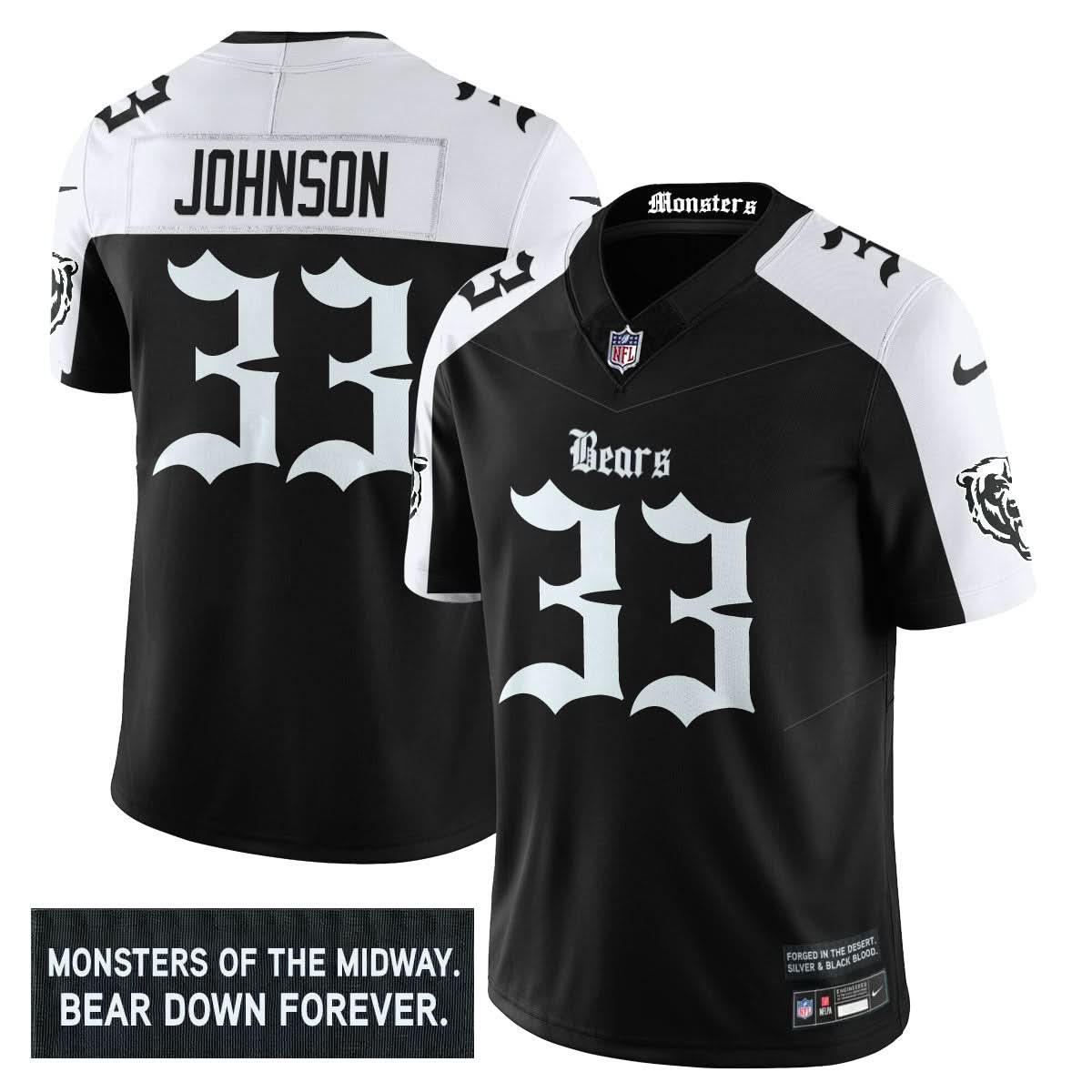 Chicago Bears 'Gothic Monsters Edition' Vapor Limited Jersey - All Stitched