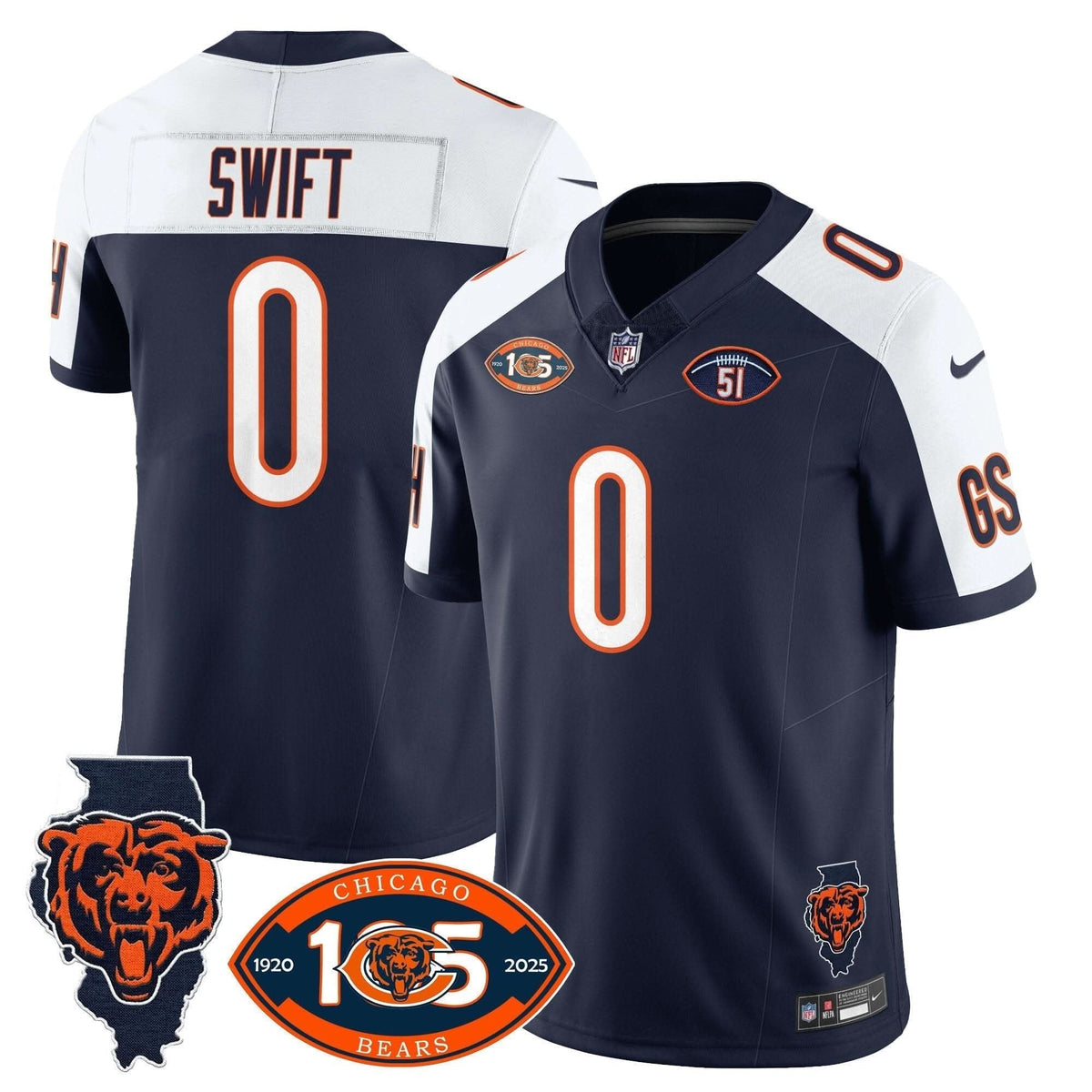 Bears 1920-2025 The Bears Vapor Limited Jersey - All Stitched