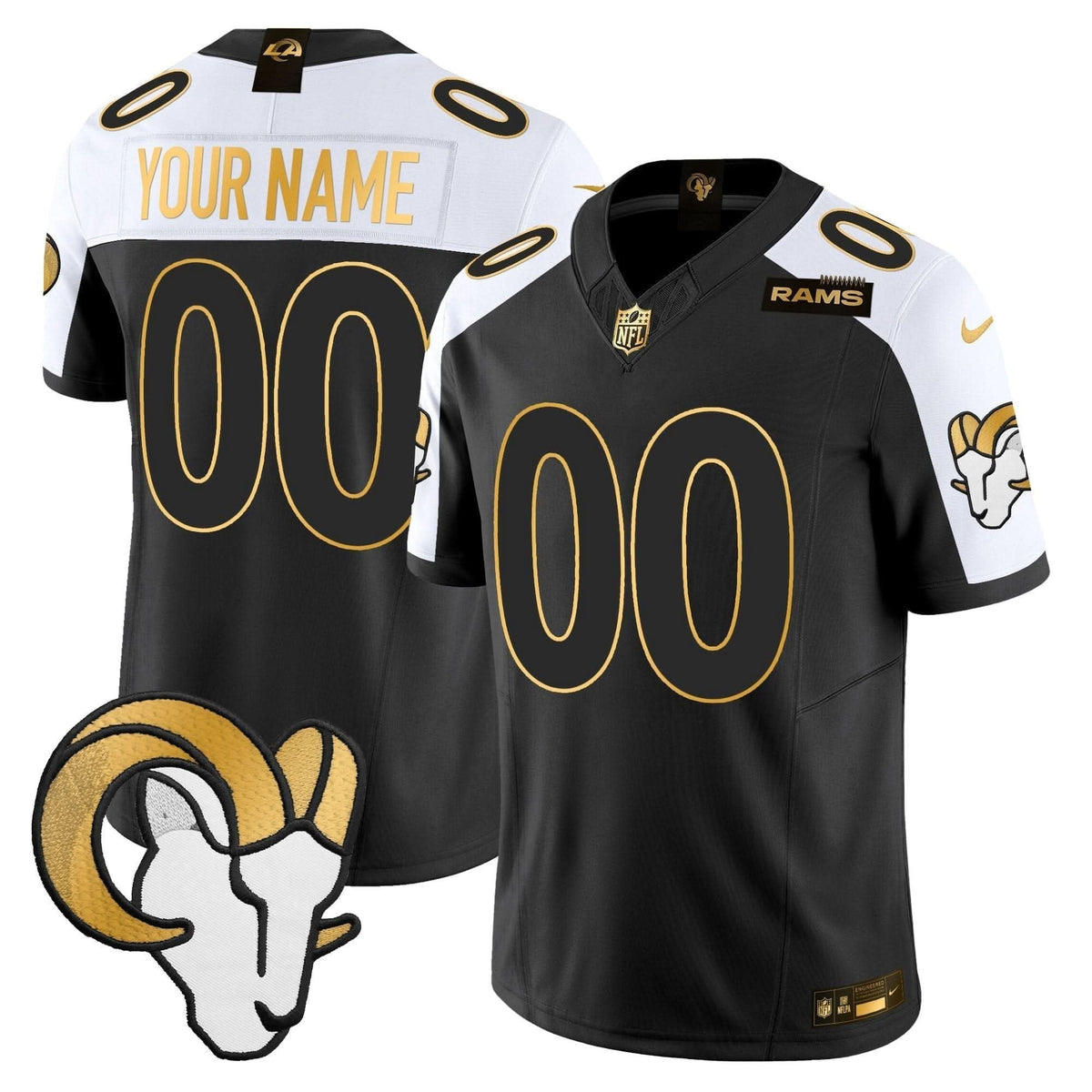 Los Angeles Rams 2024 Gold Vapor Limited Custom Jersey - All Stitched