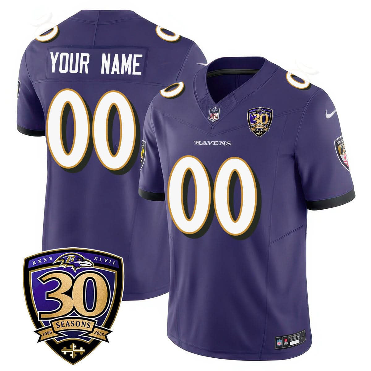 Custom Gender/Name Baltimore Ravens Limited 30th Season Jersey - All Stitched