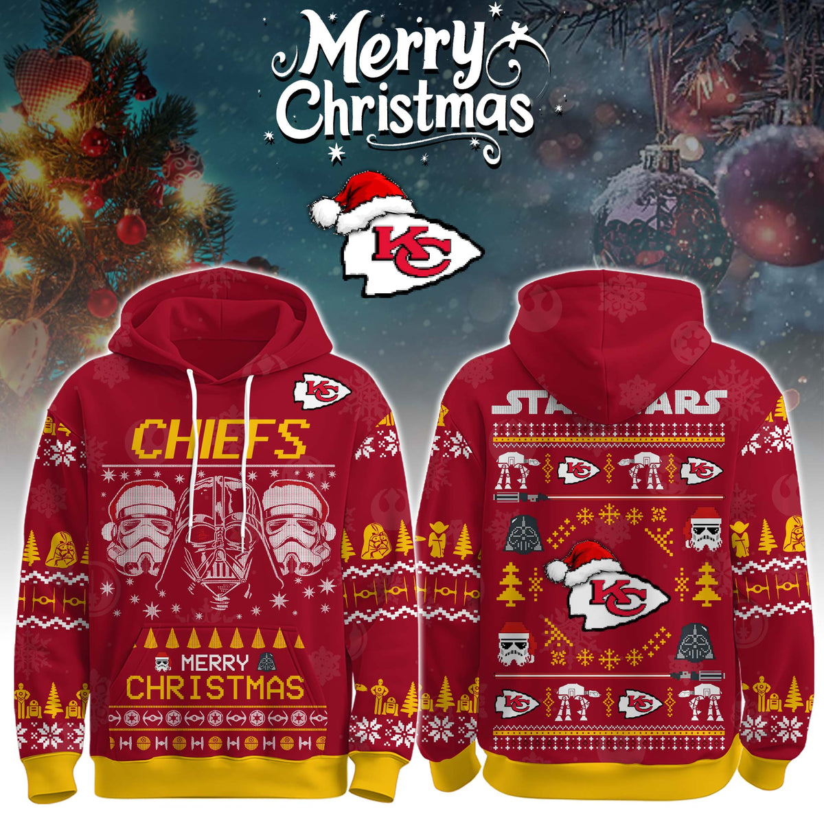 Unisex Chiefs Merry Christmas The Force Edition Hoodie