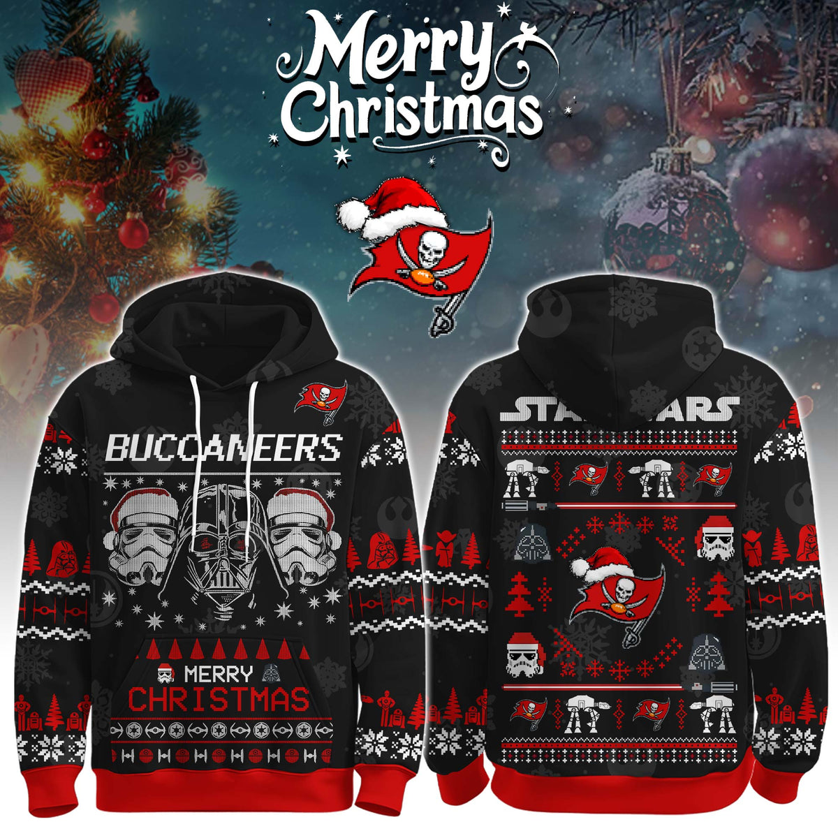 Unisex Buccaneers Merry Christmas The Force Edition Hoodie