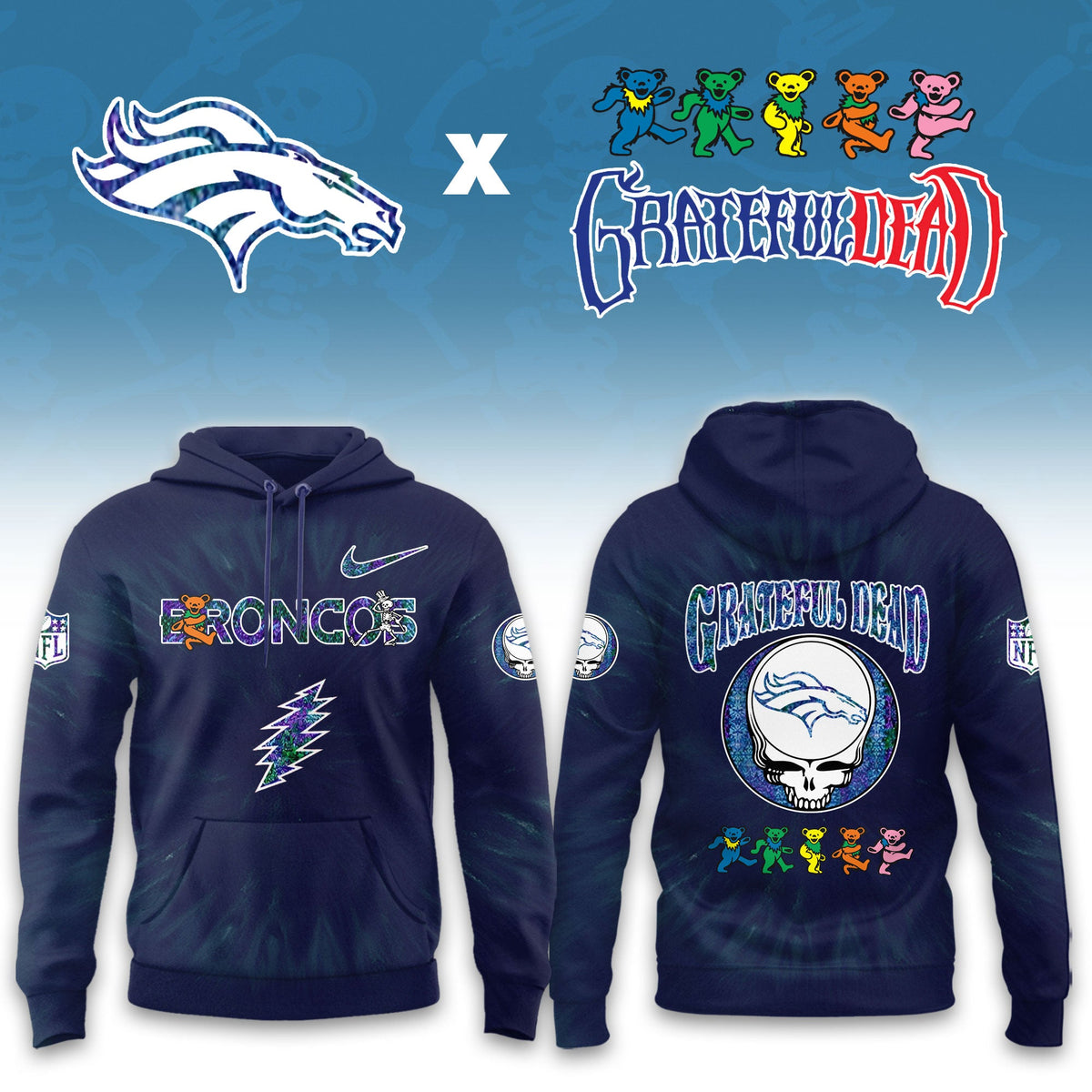 _Denver Broncos  Grateful Dead Limited Hoodie