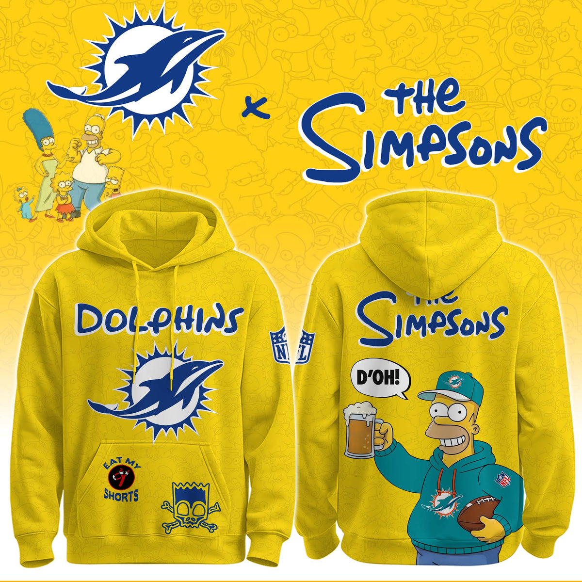 Dolphins x The Simpsons Crossover Hoodie