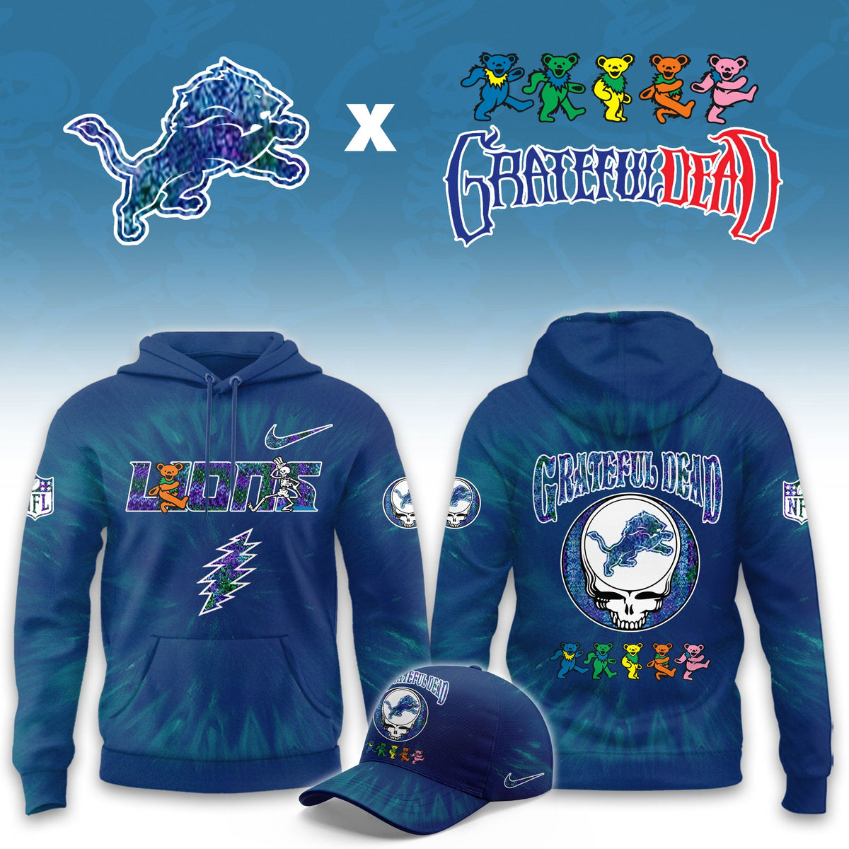 _Detroit Lions  Grateful Dead Limited Hoodie