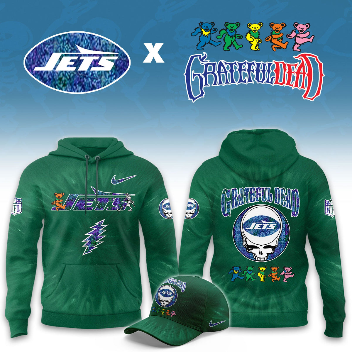 __New York Jets Grateful Dead Limited Hoodie