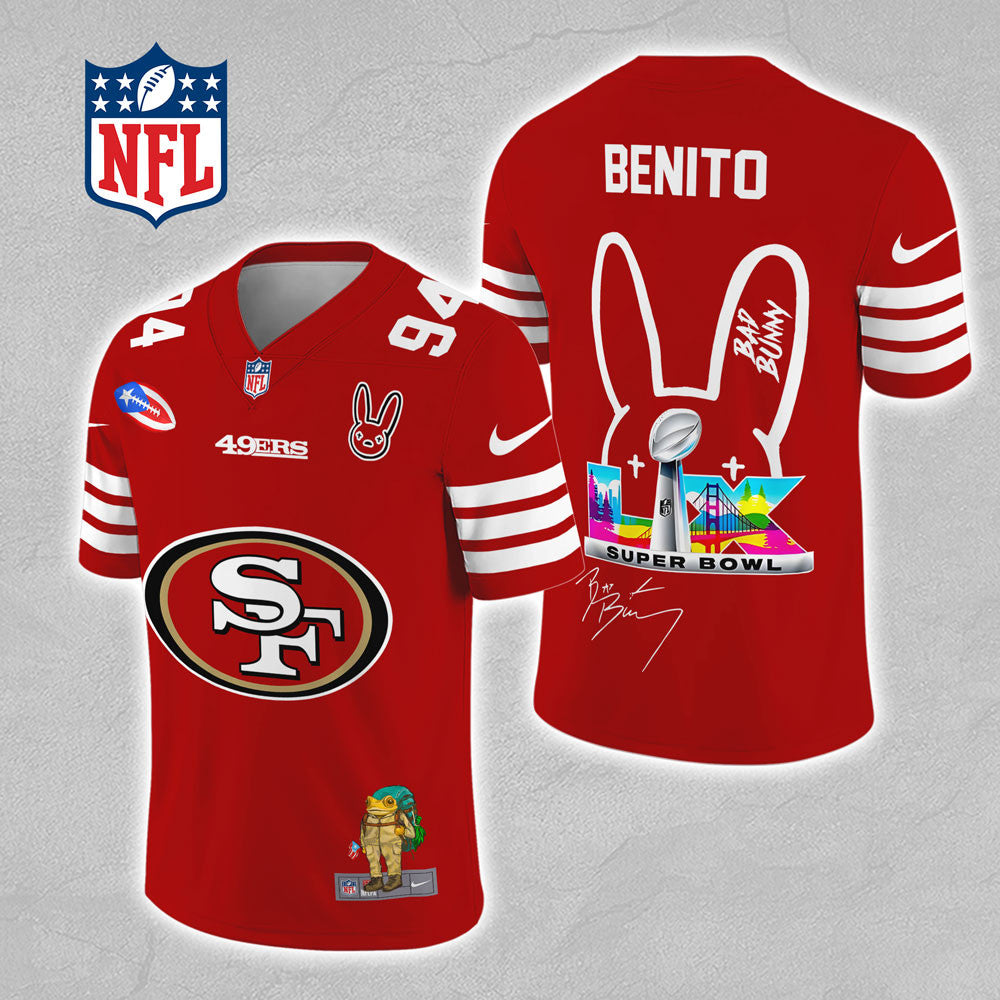 San Francisco 49ers x Bad Bunny 3D Football Jersey