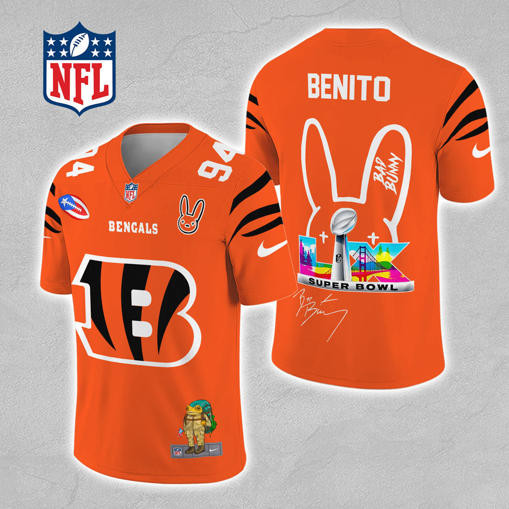 Cincinnati Bengals x Bad Bunny 3D Football Jersey