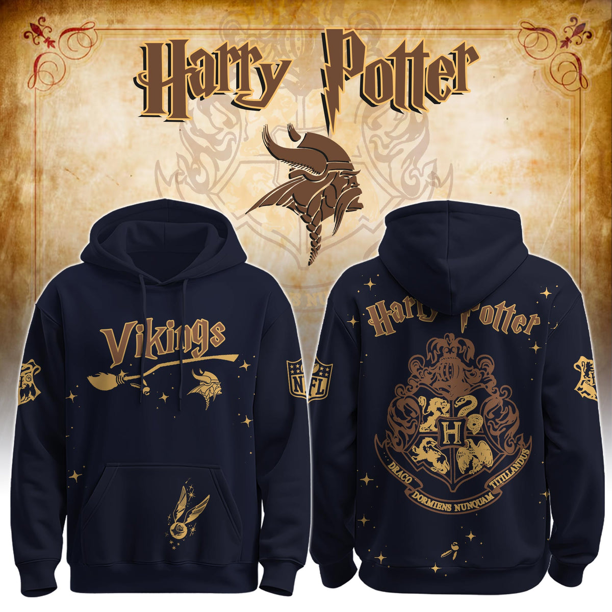 Unisex MIN Vikings x Hogwarts Enchanted Crossover Hoodie