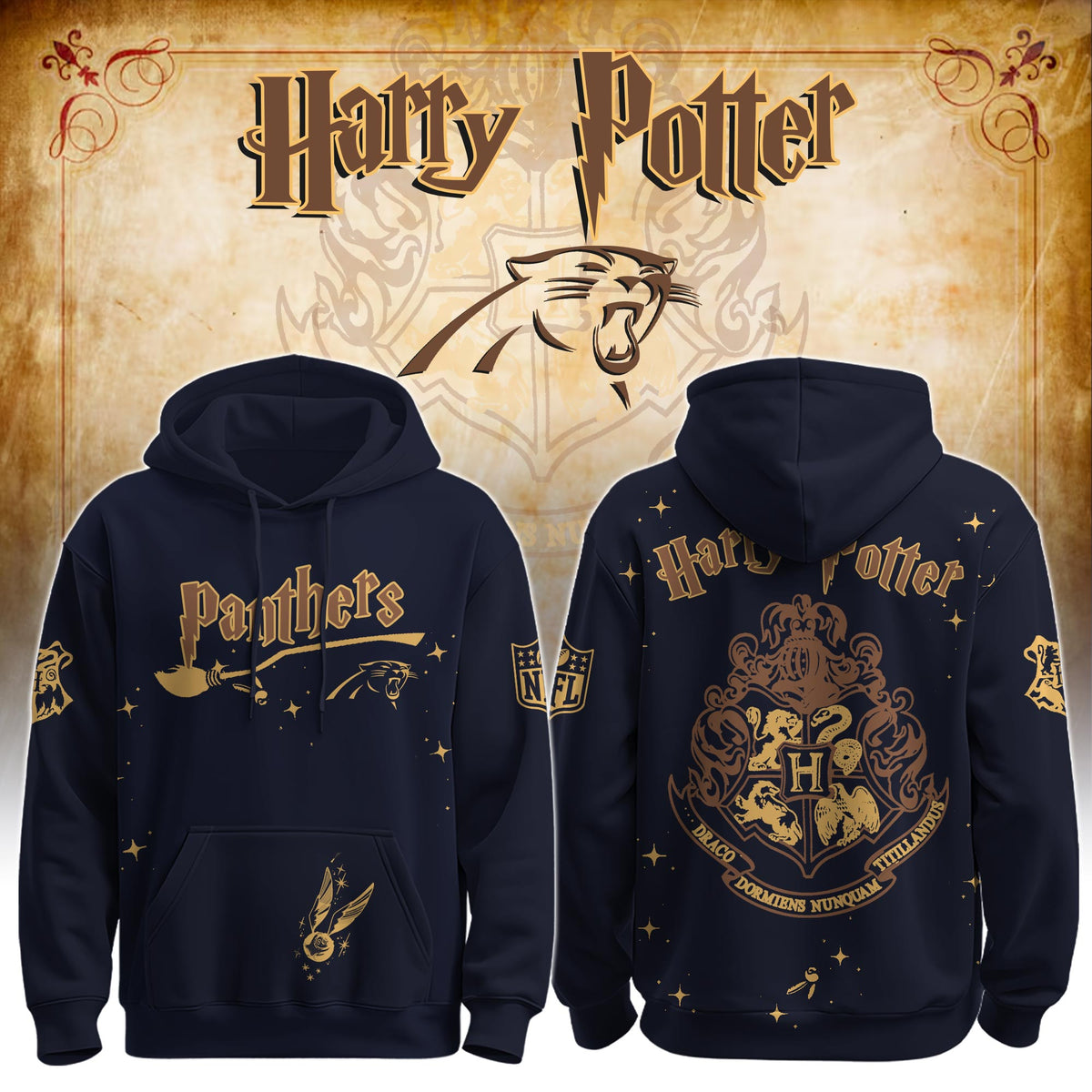 Unisex CAR Panthers x Hogwarts Enchanted Crossover Hoodie