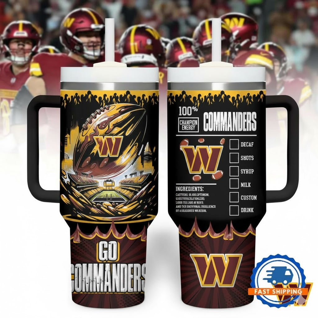 WAS Commanders Champion Energy Tumbler Handle Cup 40oz