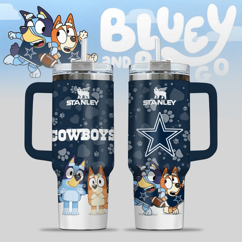 Dallas Cowboys NFL x Bluey Custom Stanley Cup 40 oz 30 oz Tumbler With Handle